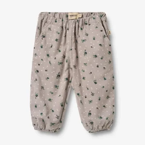 Trousers Lined Malou - dusty purple flower hearts